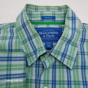 Abercrombie & Fitch Mens XXL Muscle Fit Plaid Button Down Shirt